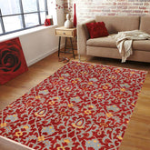 handmade Transitional Kafkaz Red Blue Hand Knotted RECTANGLE 100% WOOL area rug 6 x 9